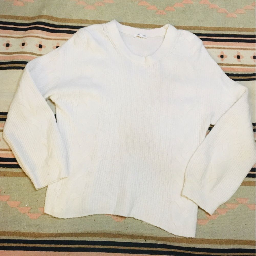 Splendid Medium Ribbed knit beige balloon sleeve sweater GUC RTR